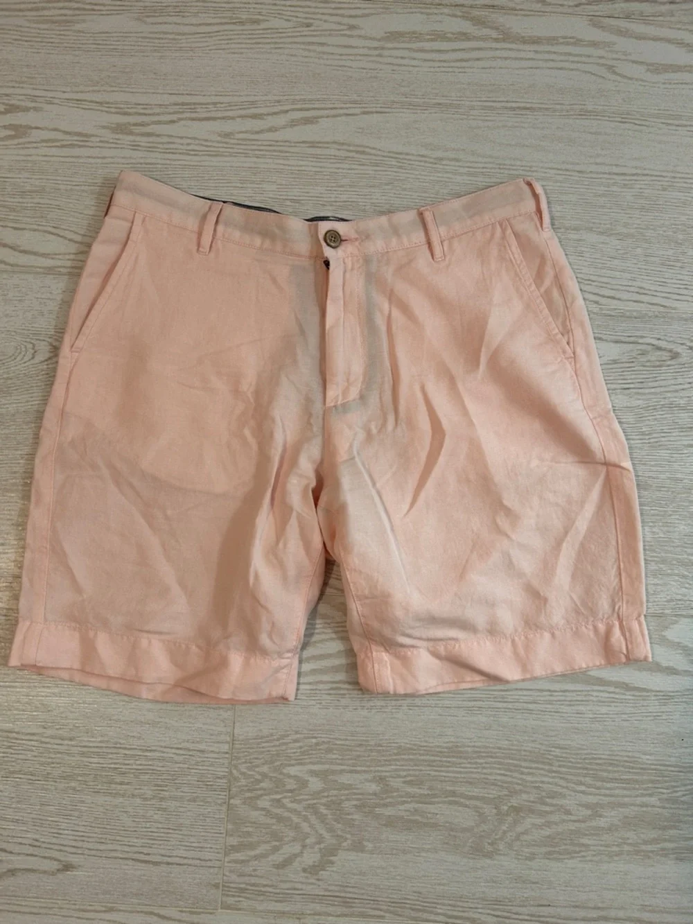 Faherty Salmon Pink Flat-Front Cotton Shorts